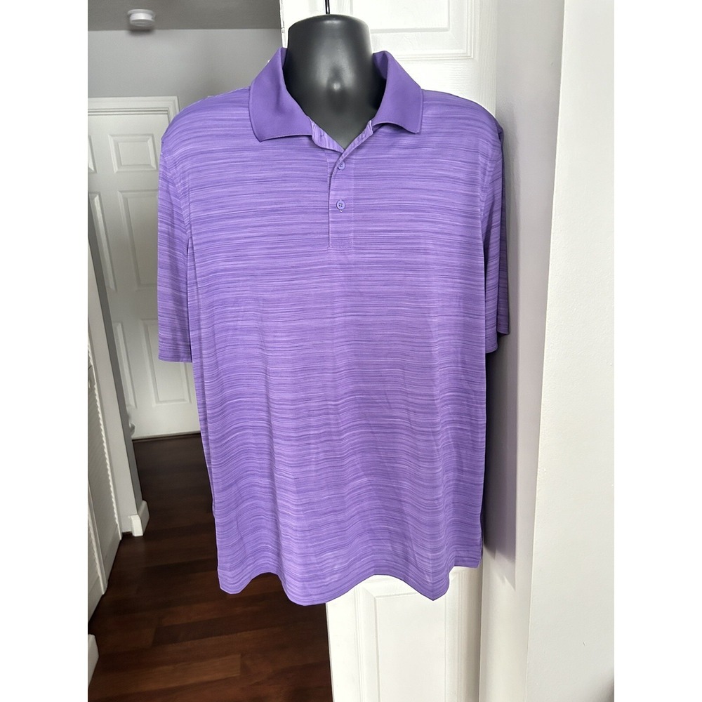 Croft And Barrow Performance Polo Shirt Mens XL Purple Striped Short Sleeve